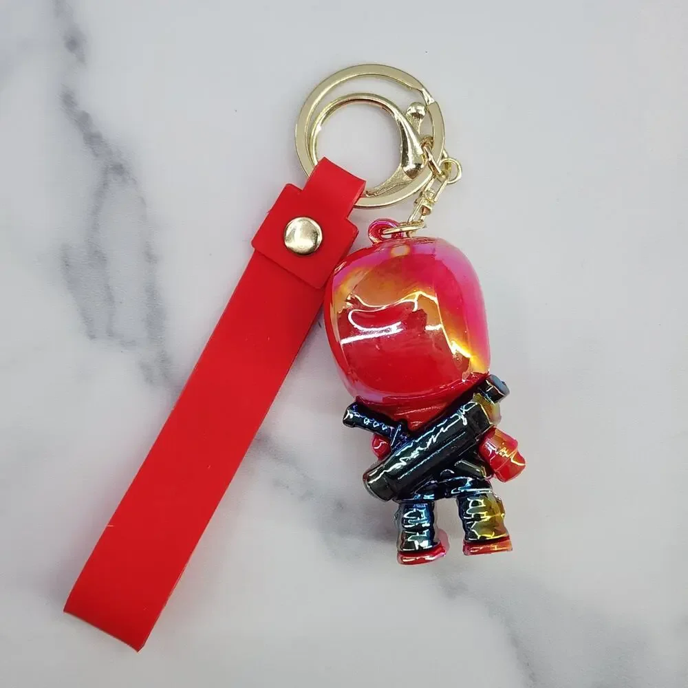 NEW Deadpool Marvel Figure Keychain & Strap - Metallic Shiny Avengers Superhero